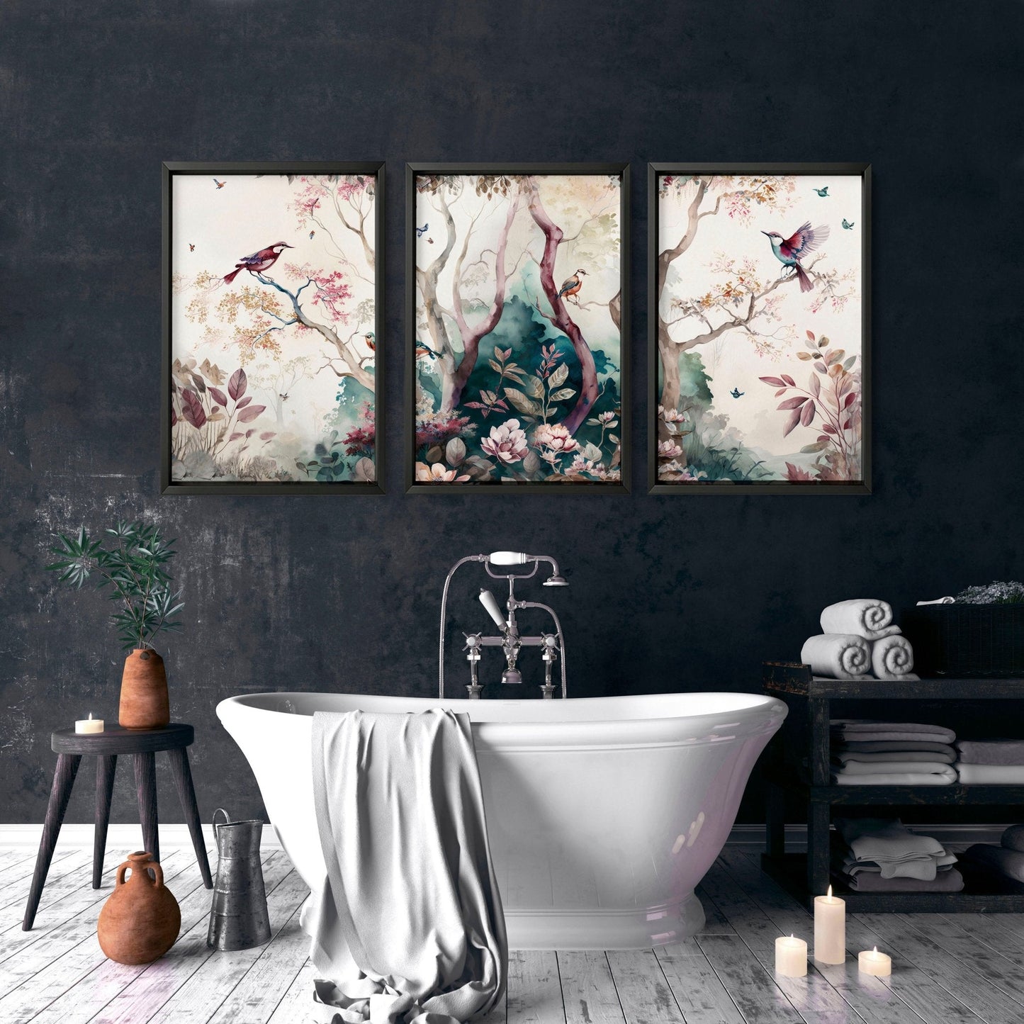 Bathroom Wall decoration | set of 3 Chinoiserie wall prints