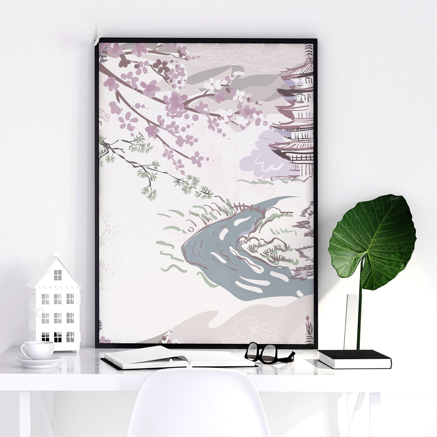 Chinoiserie wall art for home office decor | set of 3 framed wall art