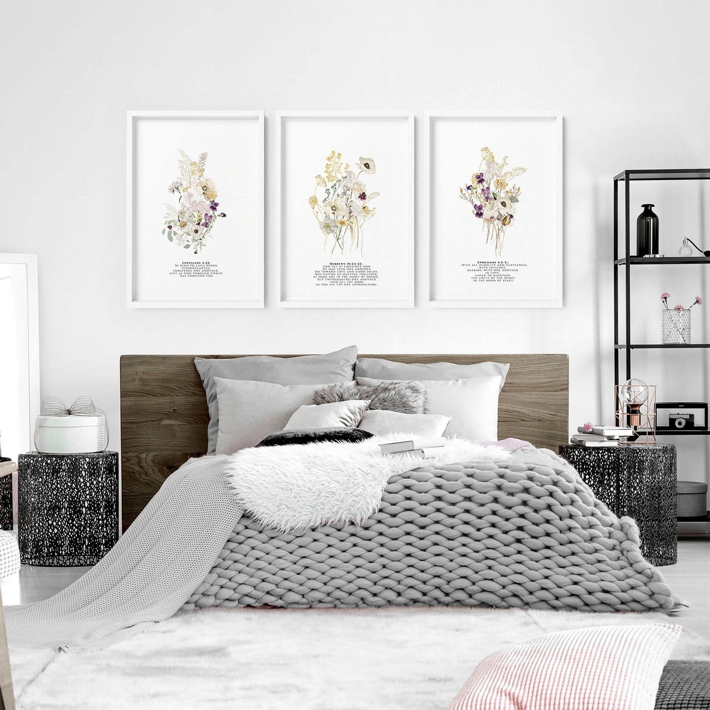 Christian art modern for bedroom | set of 3 wall art prints