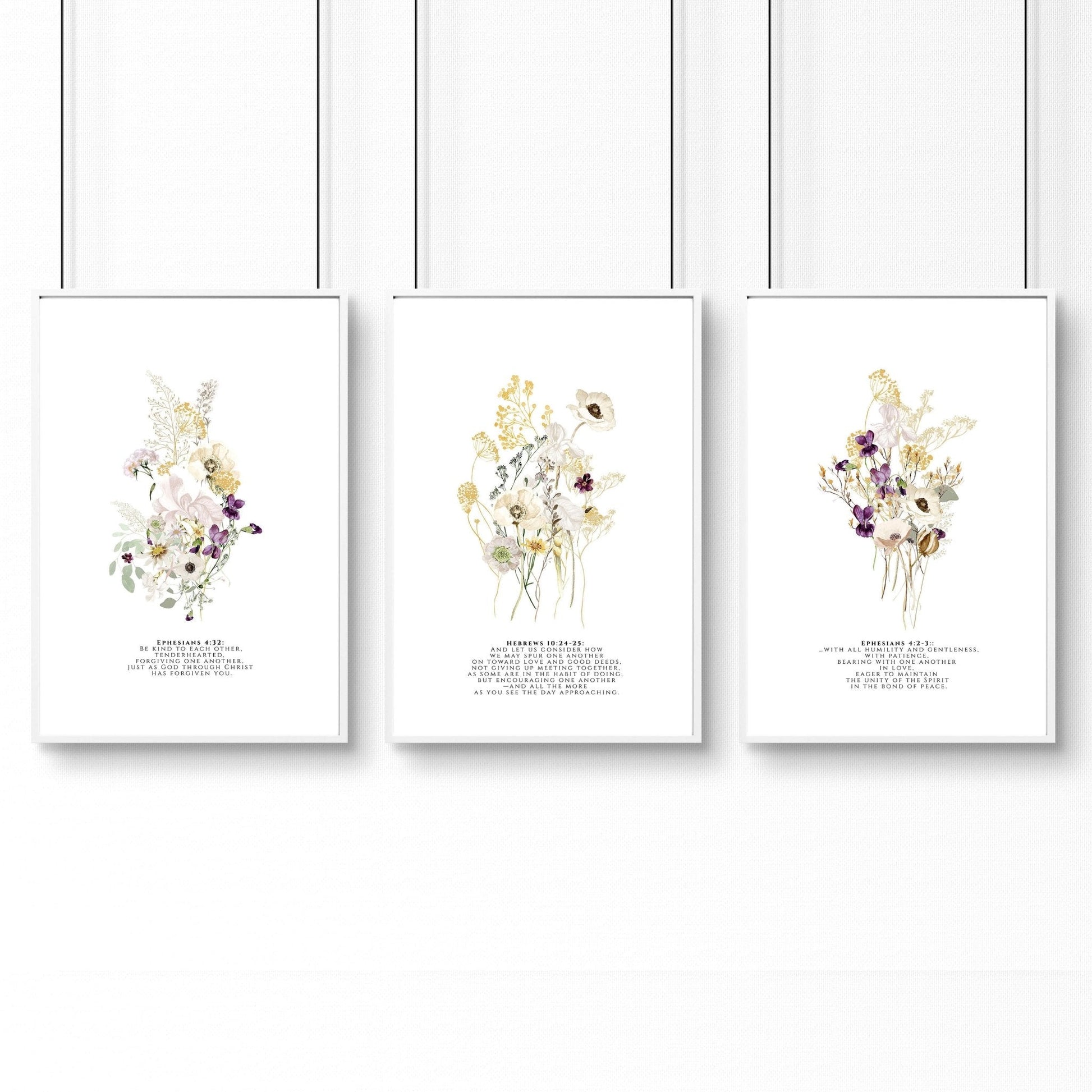 Christian art modern for bedroom | set of 3 wall art prints