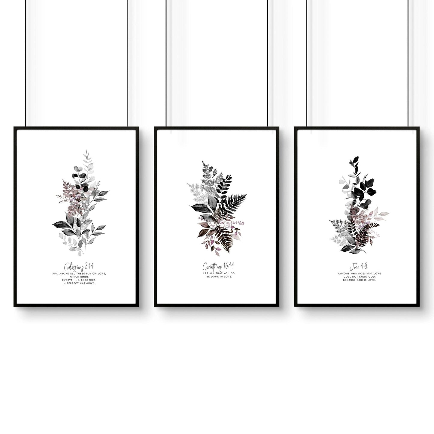 Christian art wall for bedroom | set of 3 wall art prints