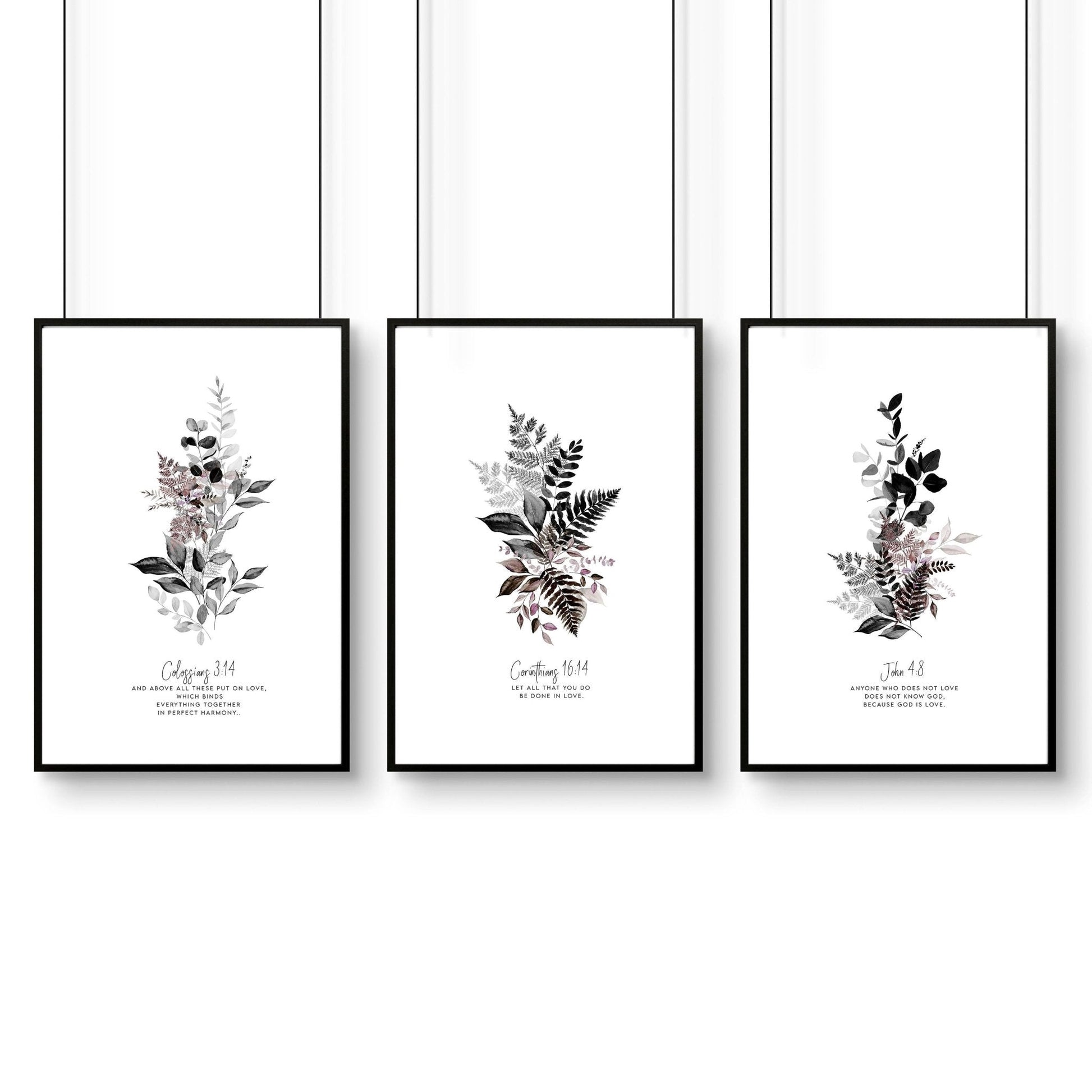 Christian artwork | Set of 3 framed wall art