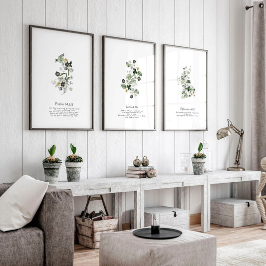 Living room wall prints | set of 3 Christian wall art prints