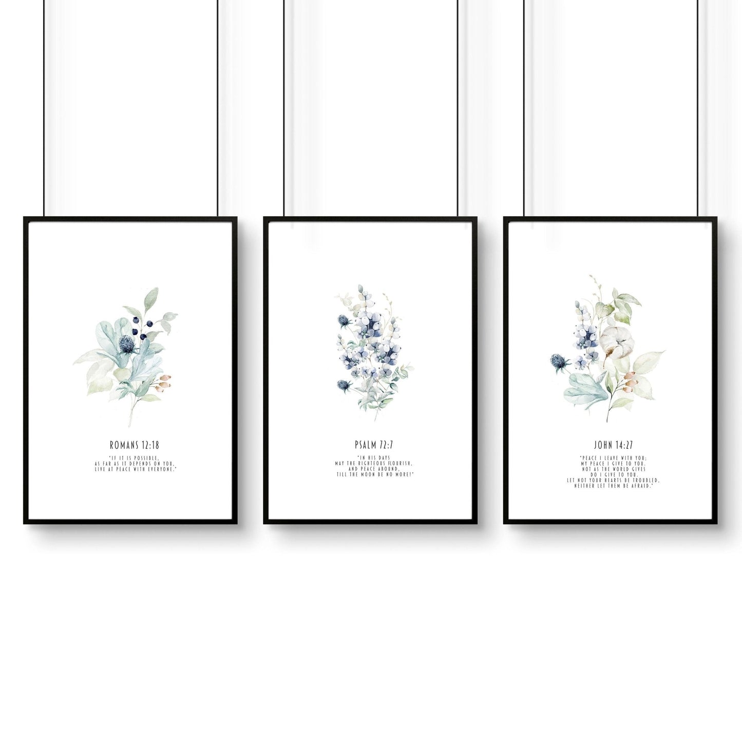 Christian religious wall art | set of 3 prints for bedroom walls