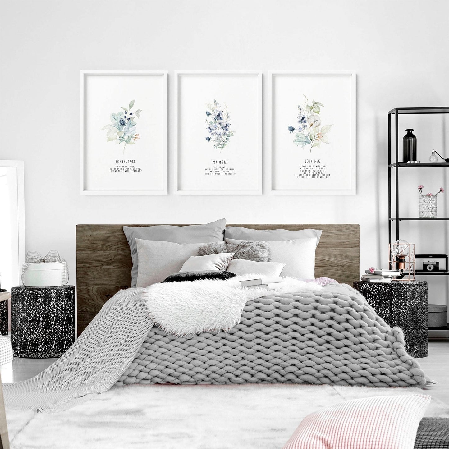 Christian religious wall art | set of 3 prints for bedroom walls