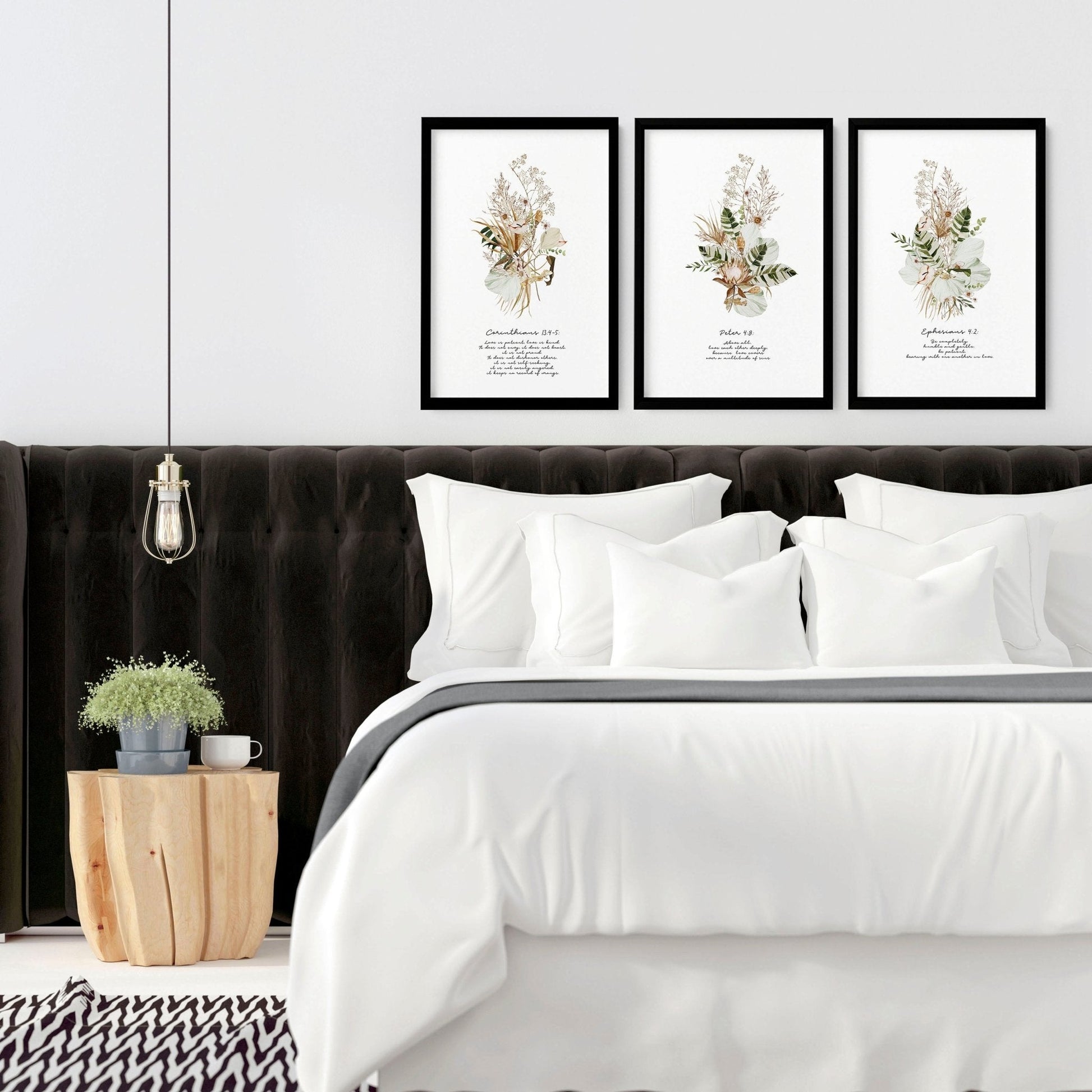 Christianity quotes for bedroom | set of 3 wall art prints