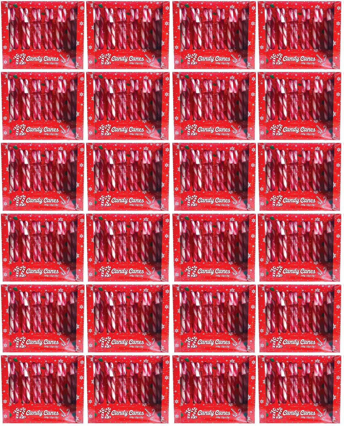 24 x Peppermint Candy Canes Red & White 12 Pack