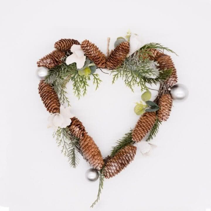 Heart Shaped Hanging Wreath with Pinecones