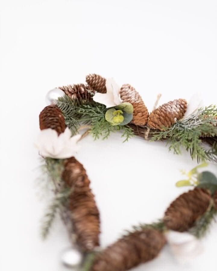 Heart Shaped Hanging Wreath with Pinecones