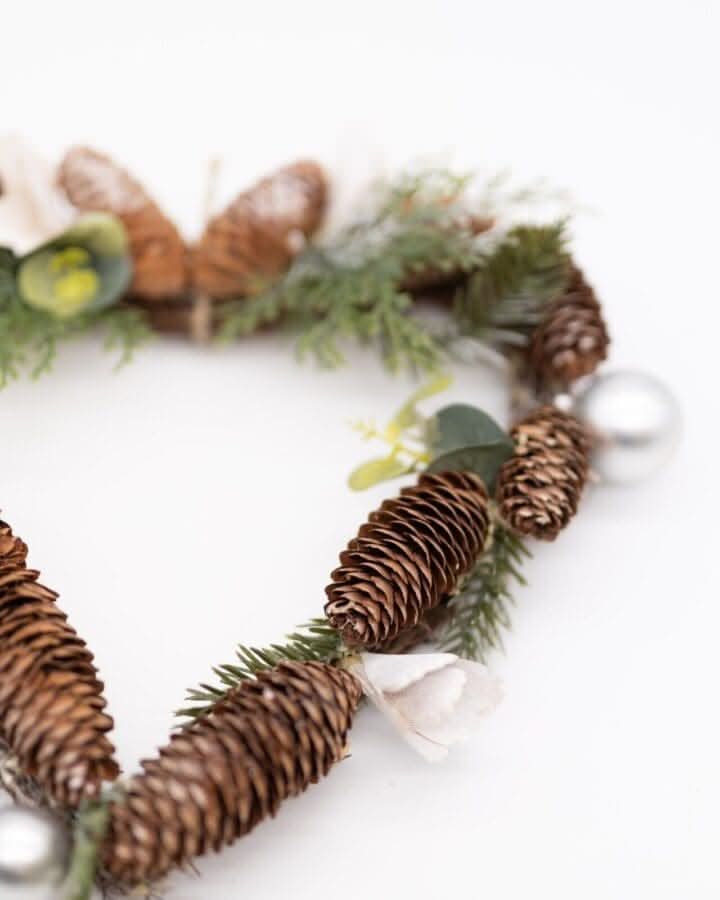 Heart Shaped Hanging Wreath with Pinecones