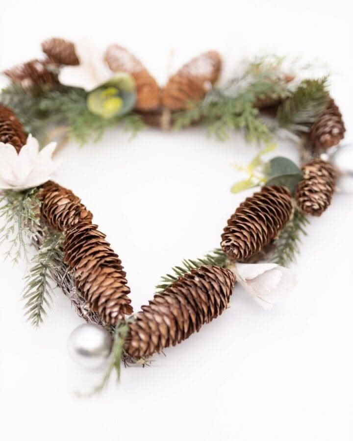 Heart Shaped Hanging Wreath with Pinecones