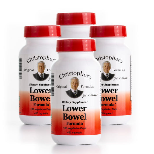 Christopher's Original Formulas Lower Bowel Cleanse Capsules – Herbal Digestive Support, 100 Count Pack of 4