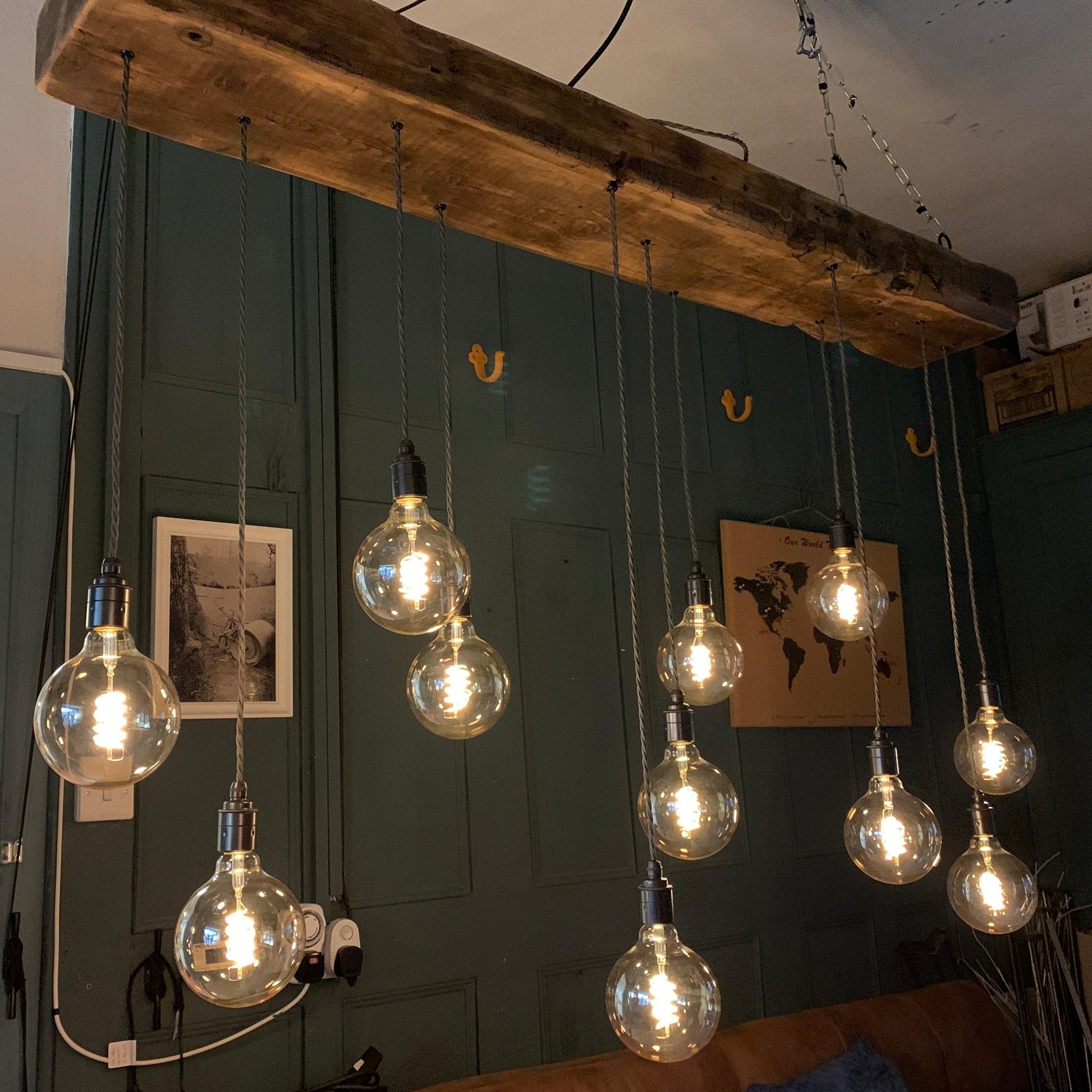 Chunky Wooden Beam Chandelier XXL Long Drop