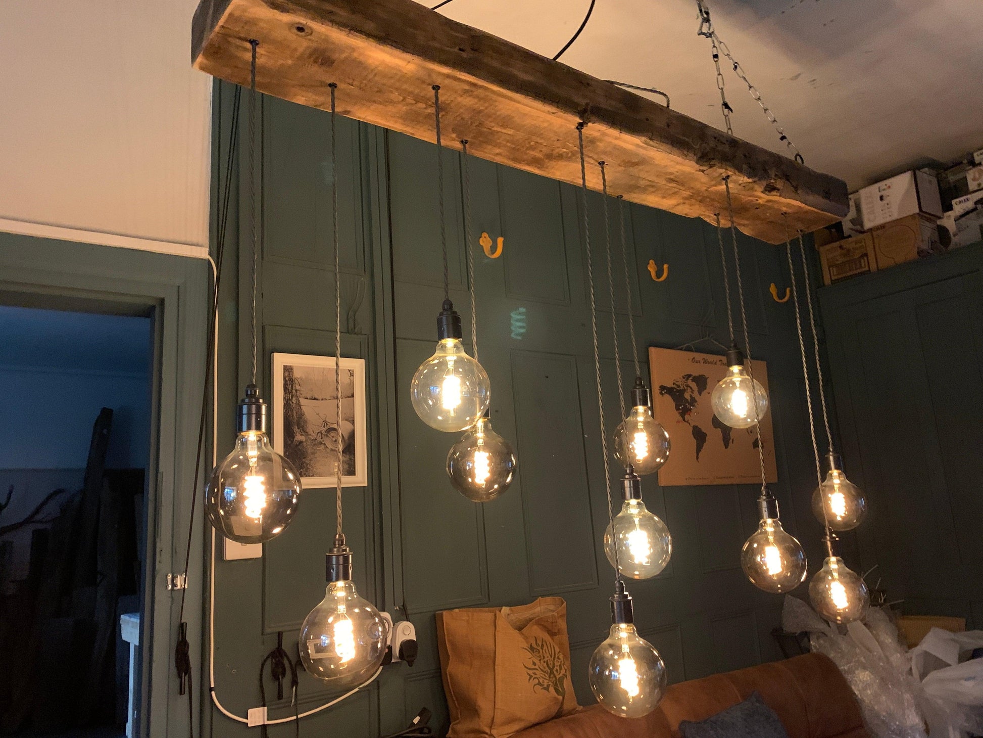 Chunky Wooden Beam Chandelier XXL Long Drop