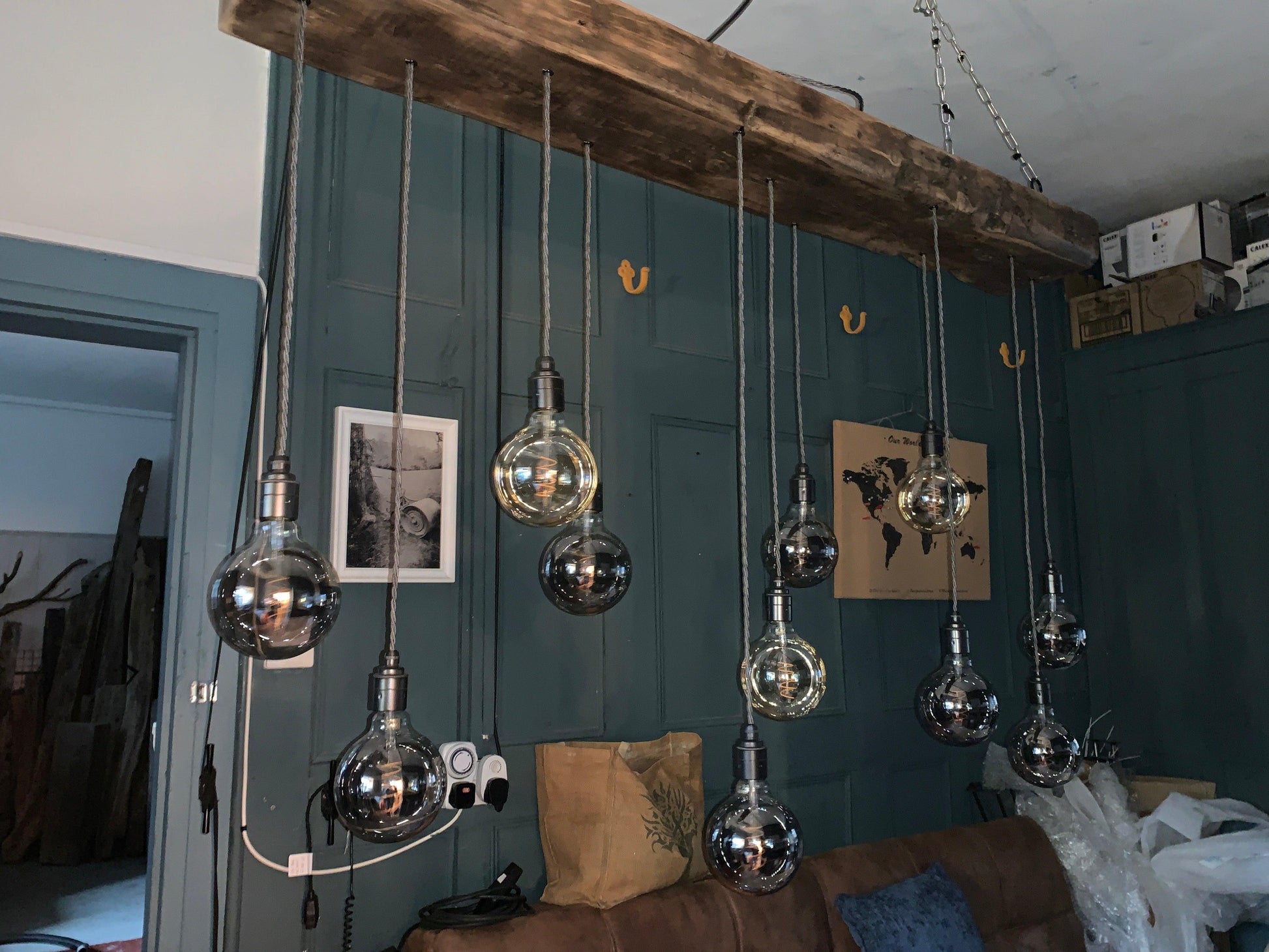 Chunky Wooden Beam Chandelier XXL Long Drop