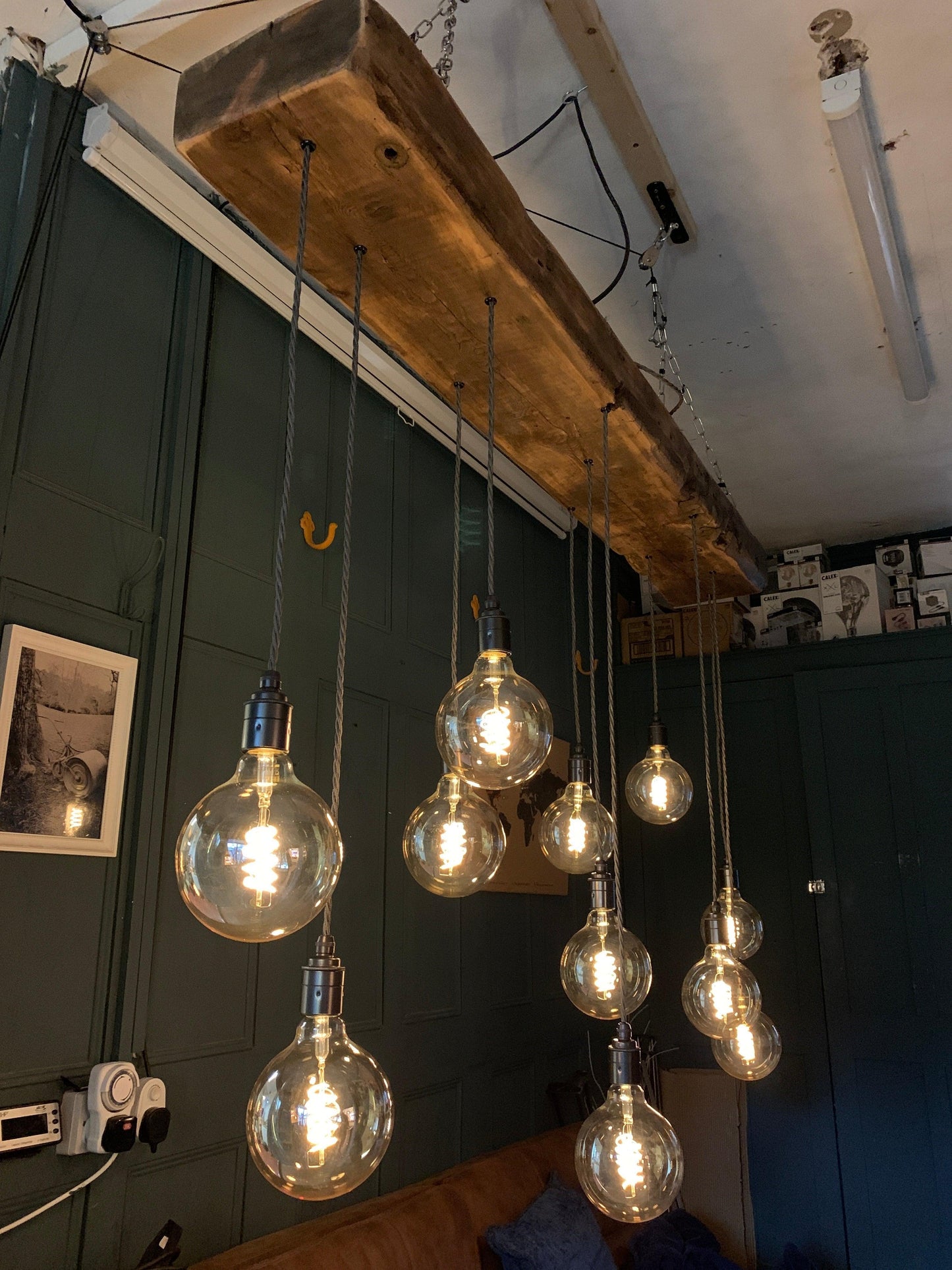 Chunky Wooden Beam Chandelier XXL Long Drop