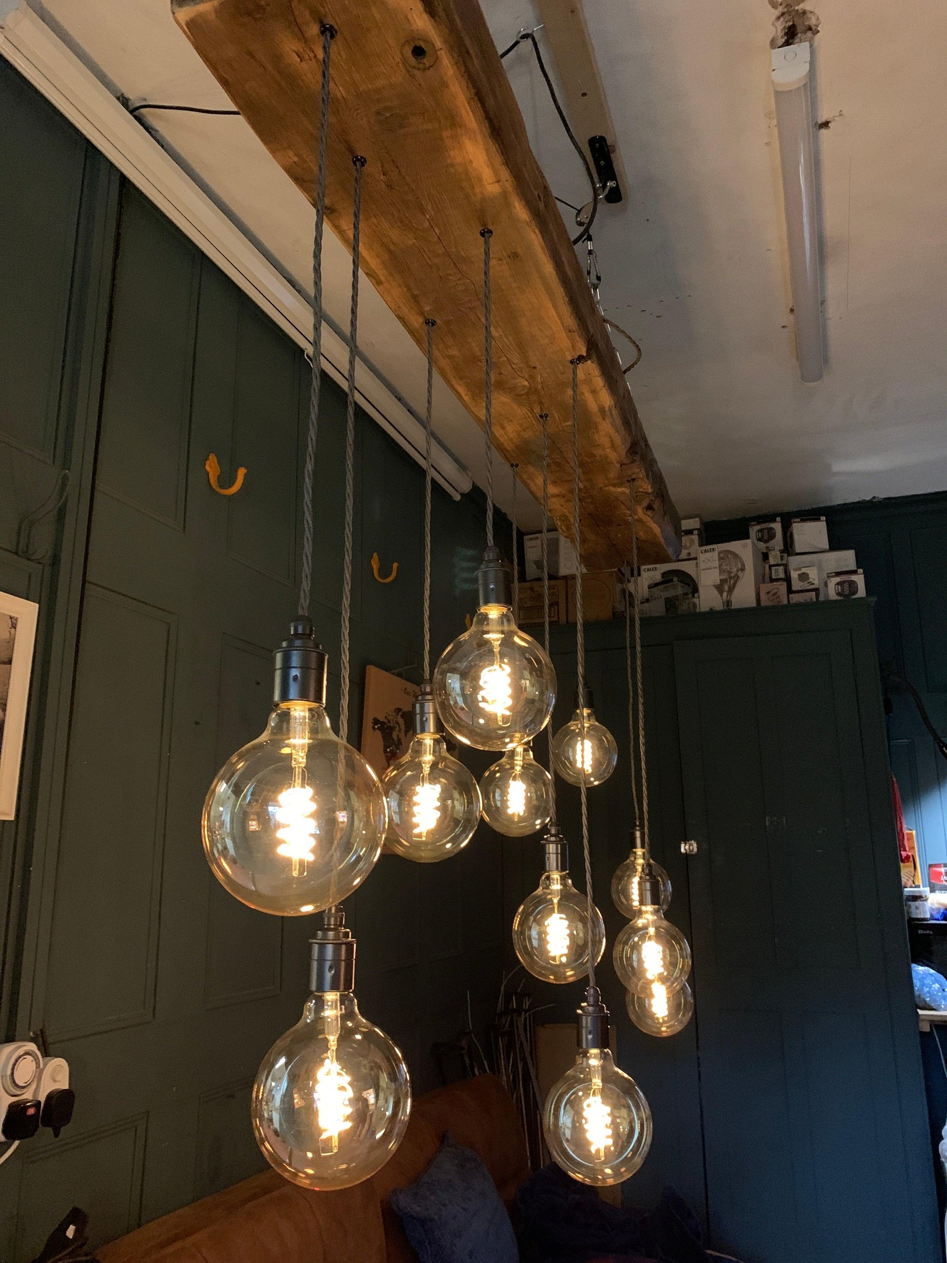 Chunky Wooden Beam Chandelier XXL Long Drop