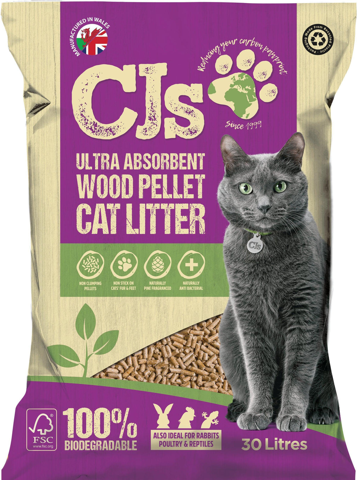 CJs Ultra Absorb Cat Litter Pellets 30L