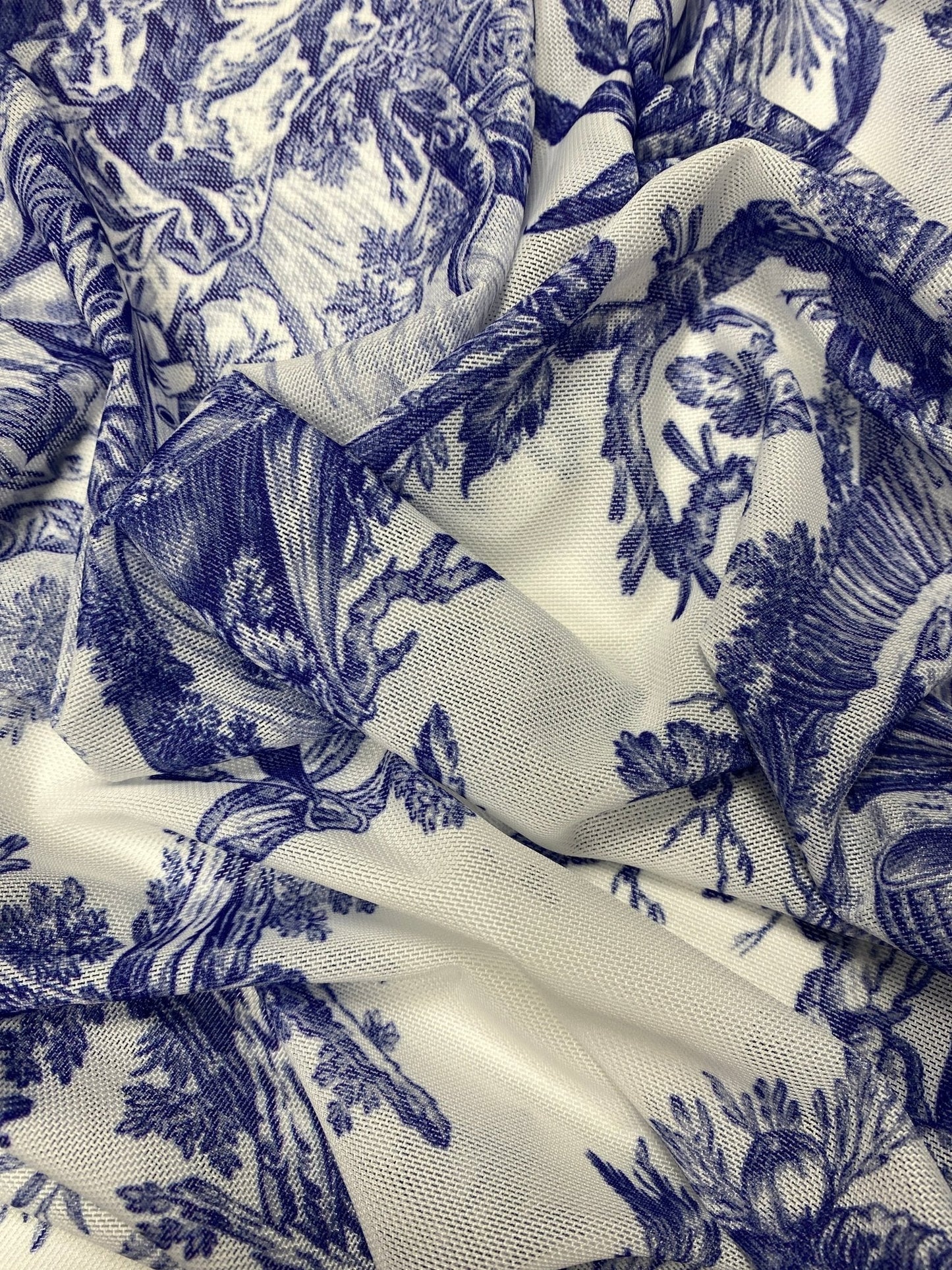 Classic Blue Toile de Jouy Fabric by Metre