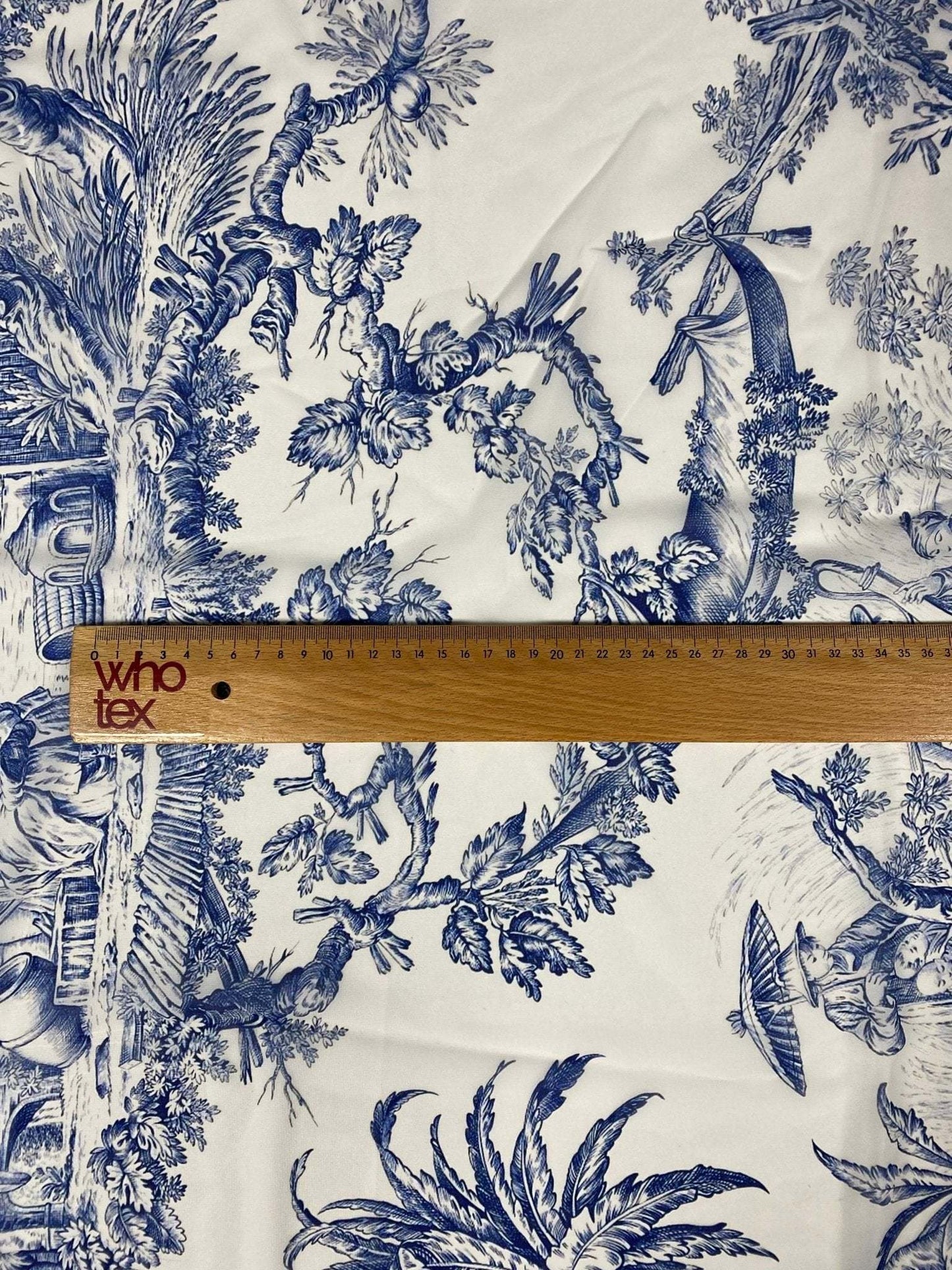 Classic Blue Toile de Jouy Fabric by Metre
