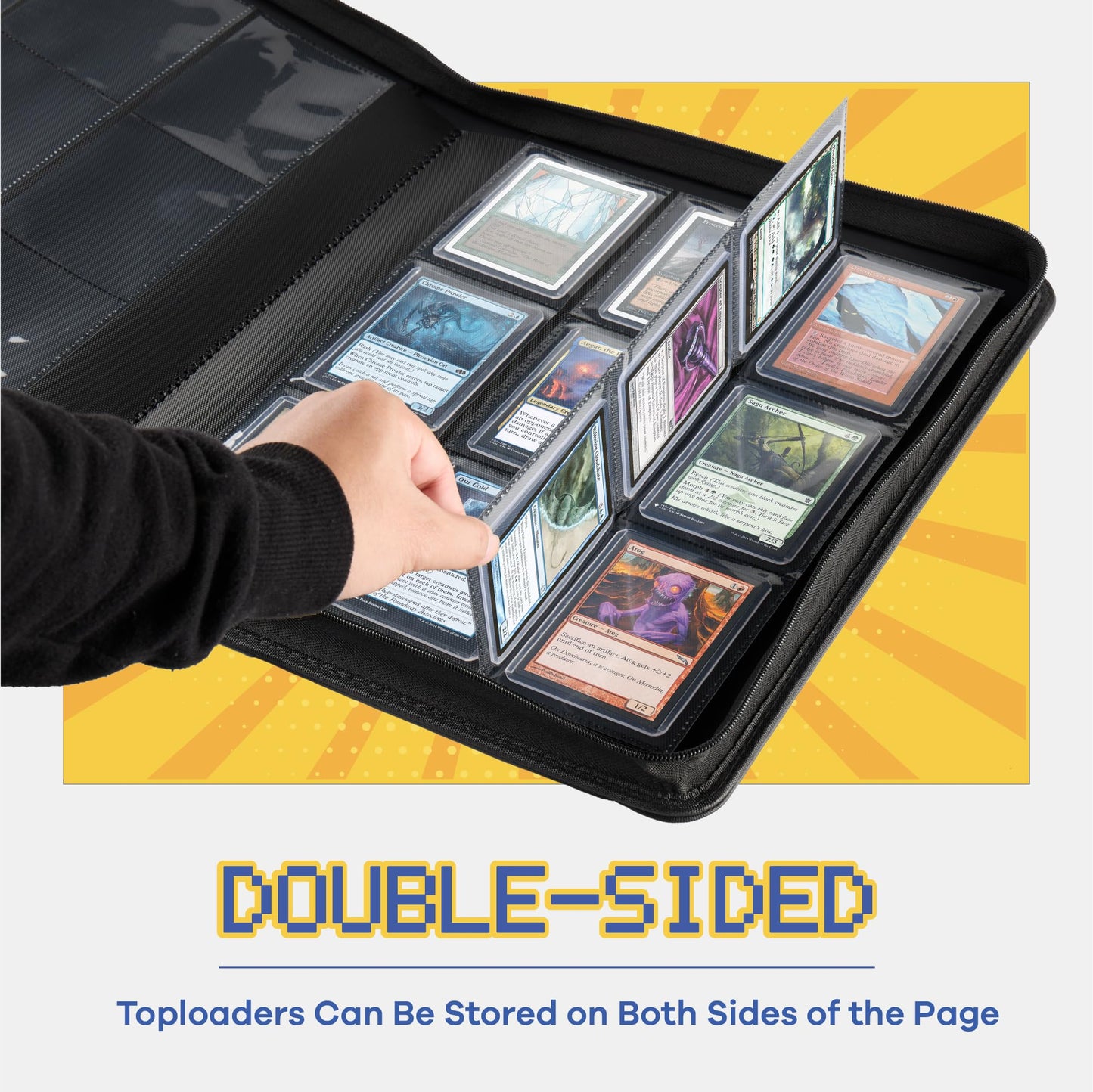 CLOVERCAT 9-Pocket Toploader Binder – Holds 252 Cards with 20 Removable Sleeves (Green)