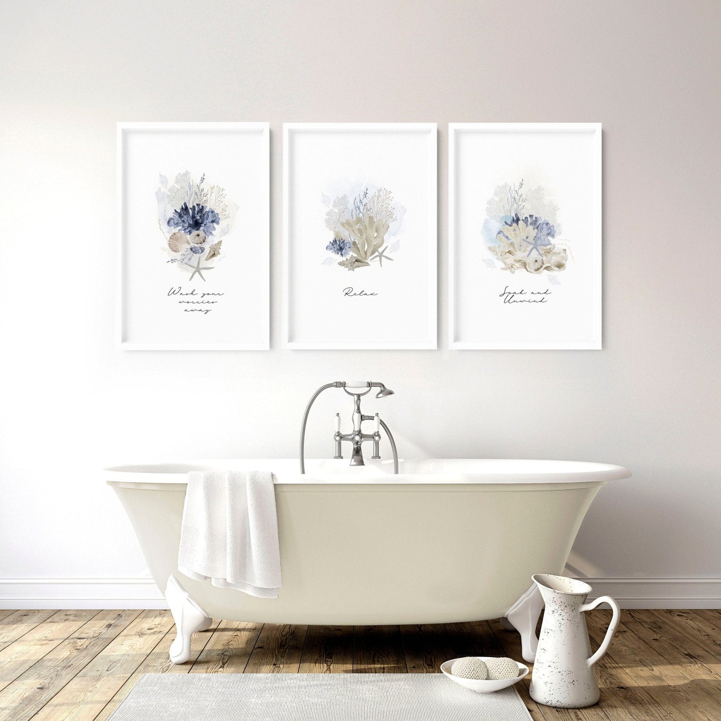Pictures for bathrooms | set of 3 Coastal wall prints