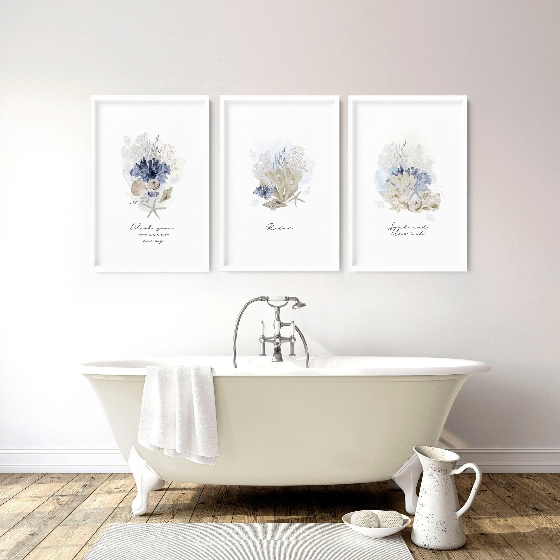 Pictures for bathrooms | set of 3 Coastal wall prints