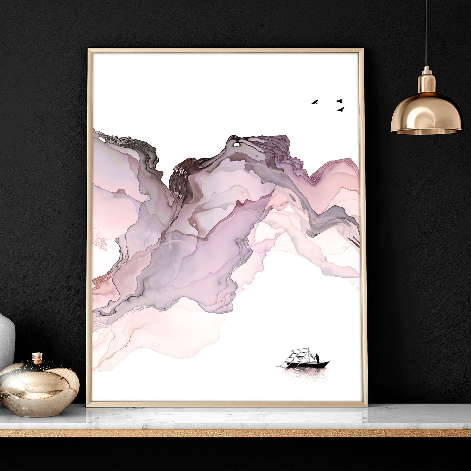 Framed coastal wall art for home office decor | set of 3 wall art