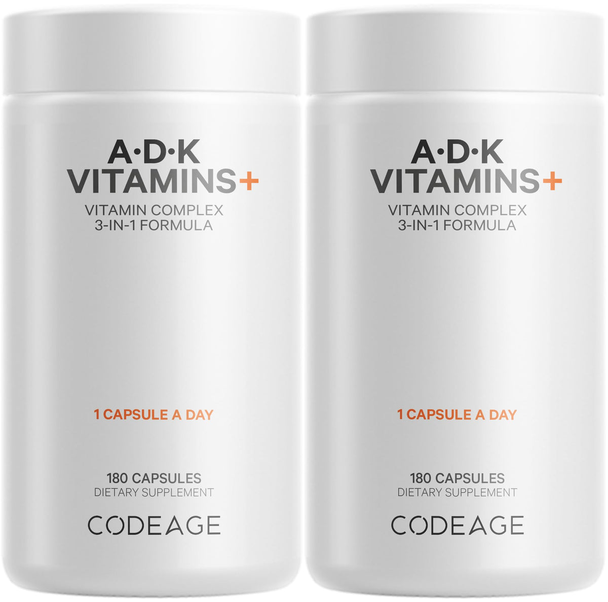 Codeage ADK Vitamins Supplement – A, D3 5000 IU, K1 & K2 (MK-4 & MK-7) – 2-Pack, 6-Month Supply