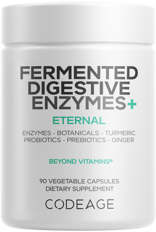 Codeage Fermented Digestive Enzymes - 3-Month Supply (90 Capsules) with Probiotics & Botanicals