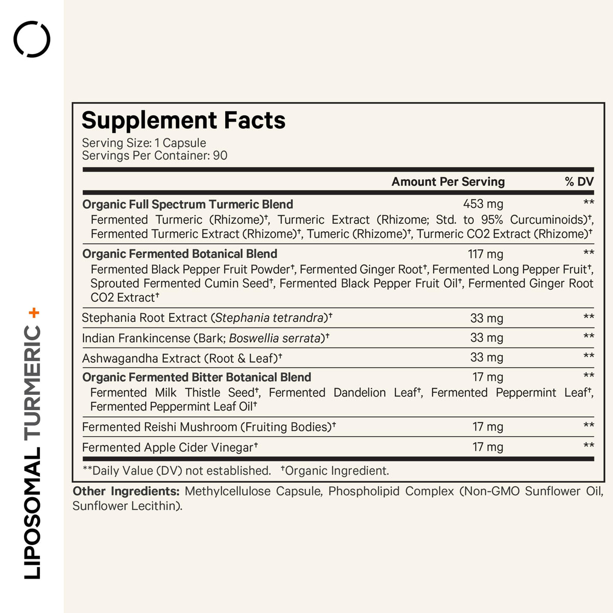 Codeage Organic Turmeric Supplement - 95% Curcumin, Liposomal Fermented Botanicals, 90 Capsules