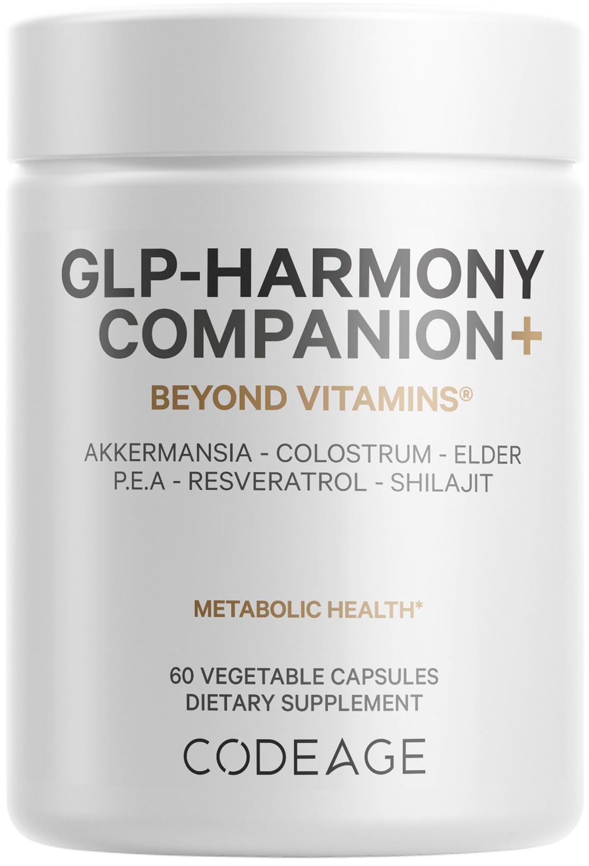 Codeage GLP-Harmony Companion+ GLP-1 Support - Lion's Mane, Colostrum, Shilajit - 60 Capsules - Non-GMO