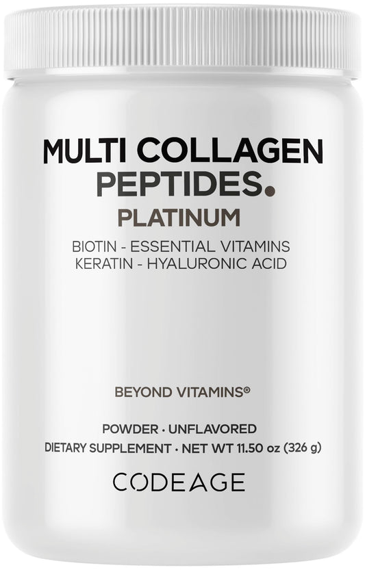 Codeage Multi Collagen for Women & Men – Biotin 10,000 mcg, 5 Types, Unflavored, 11.5 oz