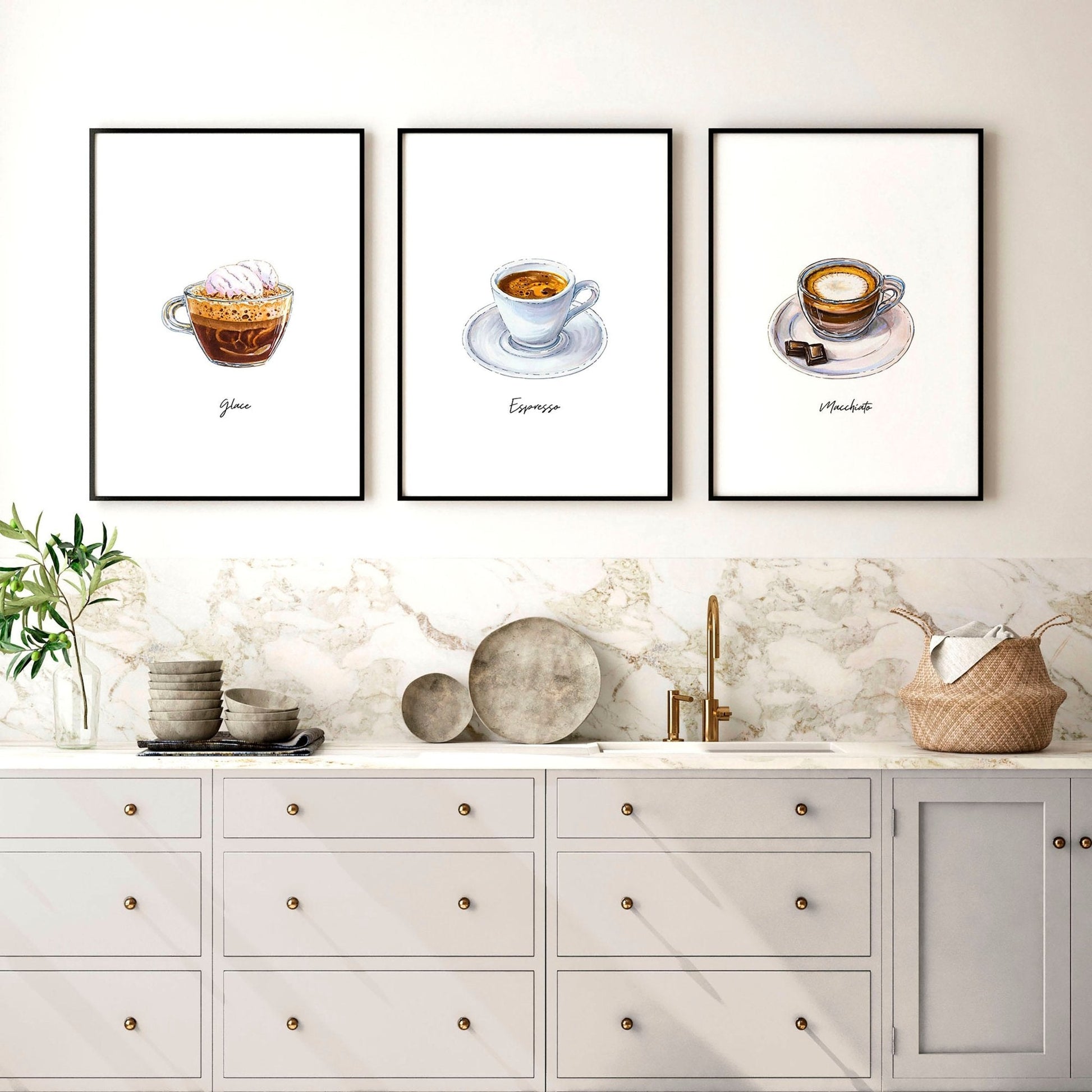 Coffee art prints | set of 3 wall art