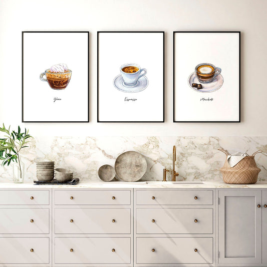 Coffee art prints | set of 3 wall art