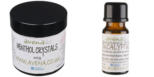 Cold Flu Kit Menthol Crystals 30ml & Eucalyptus Fragrance Oil 10ml Sinus Clear