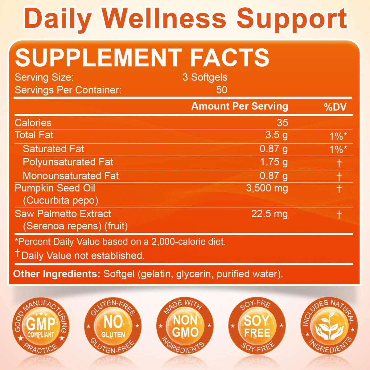 Pumpkin Seed Oil with Saw Palmetto – 3500mg Max Strength Softgels, 150 Count