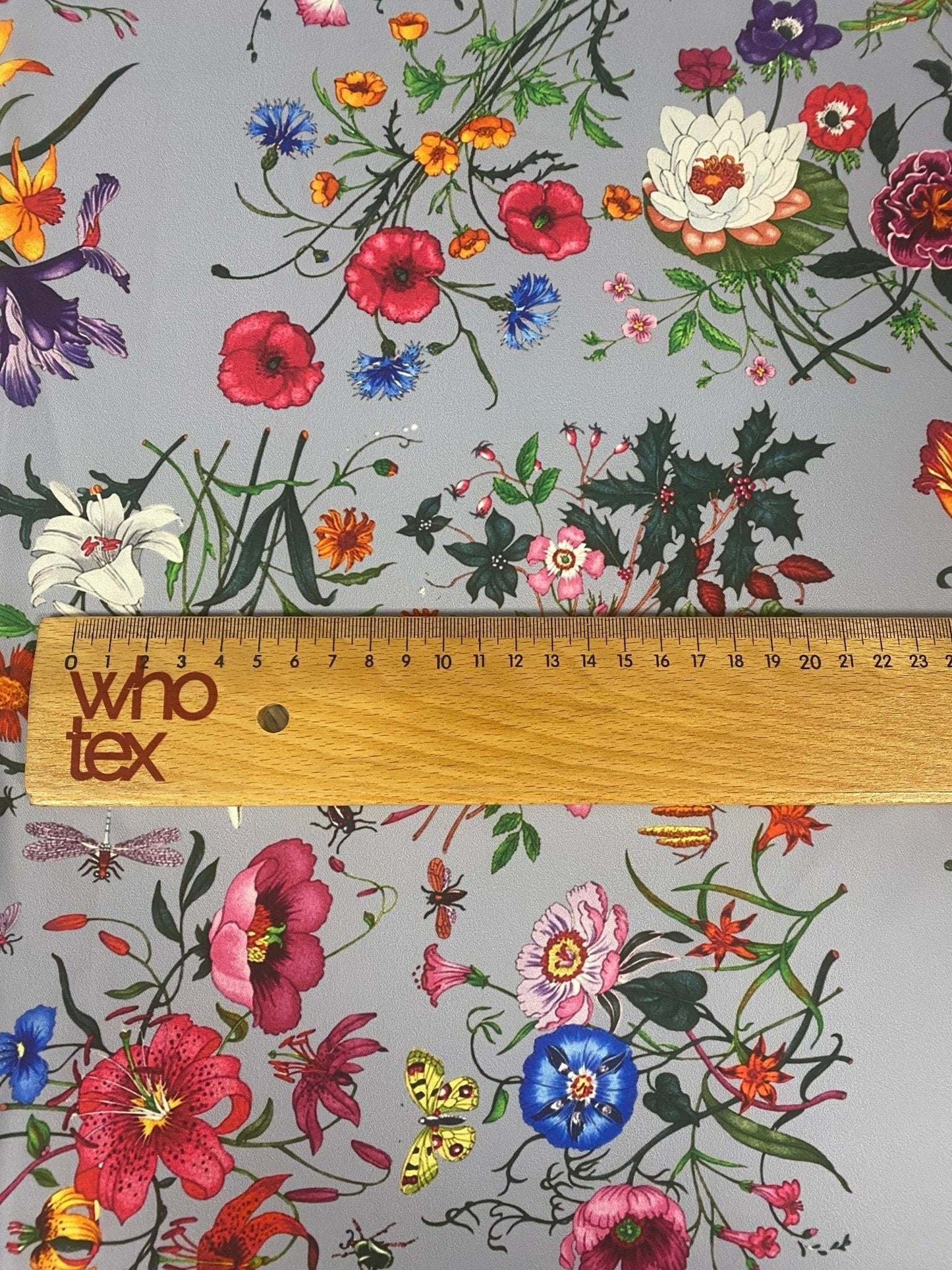 Colorful Floral on Light Grey Fabric by Metre