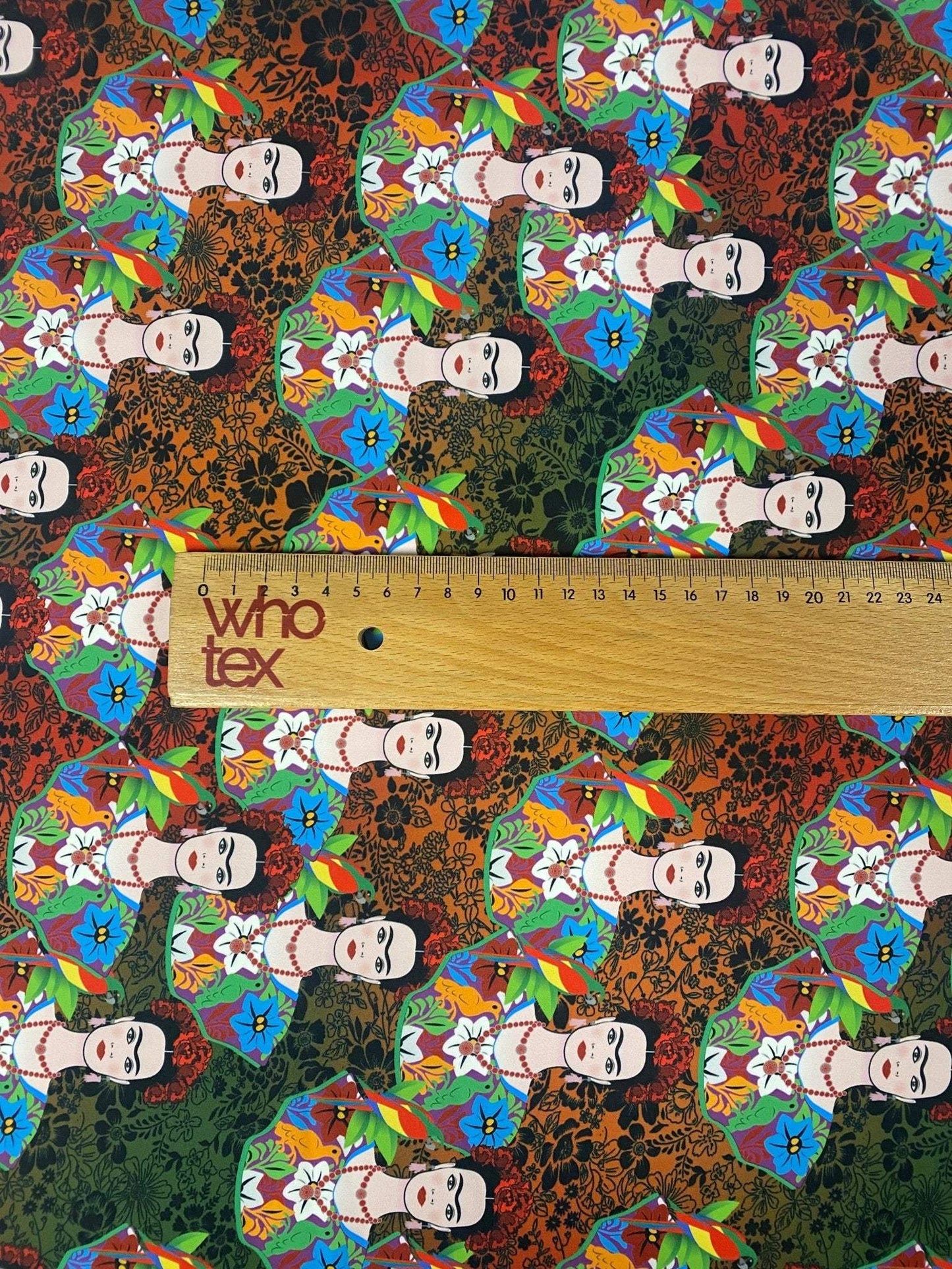 Colorful Frida Kahlo Inspired Floral Print Fabric By Metre