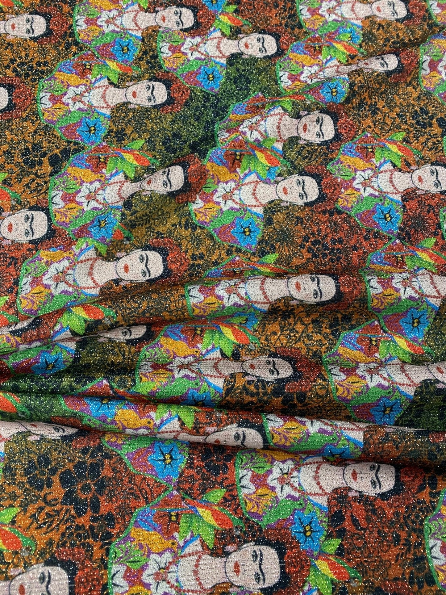 Colorful Frida Kahlo Inspired Floral Print Fabric By Metre