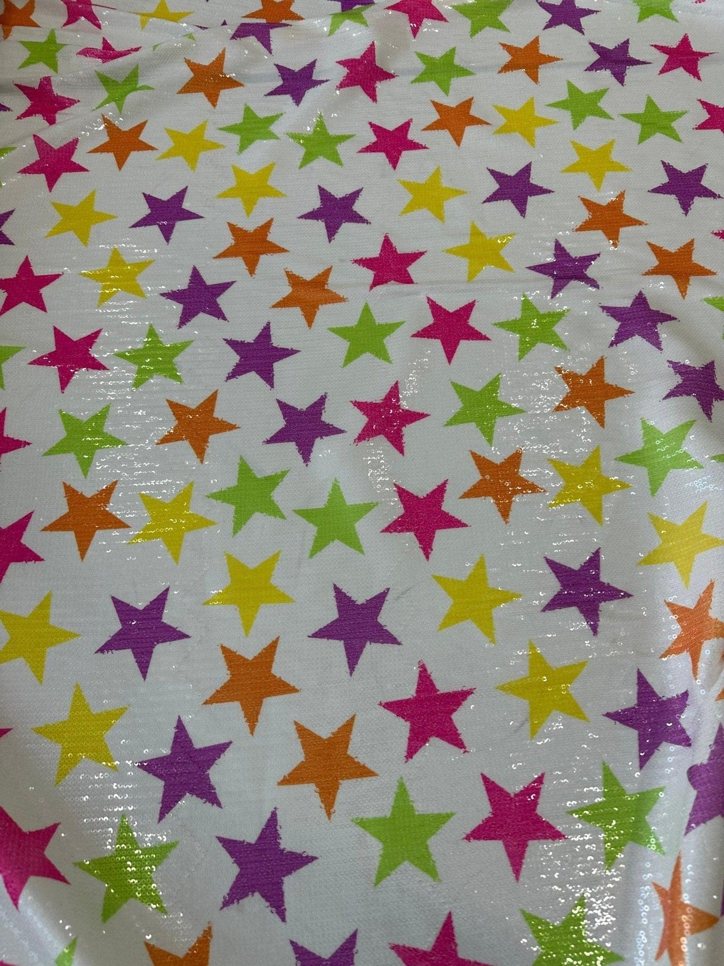 Colourful Star Sequin Fabric by the Metre