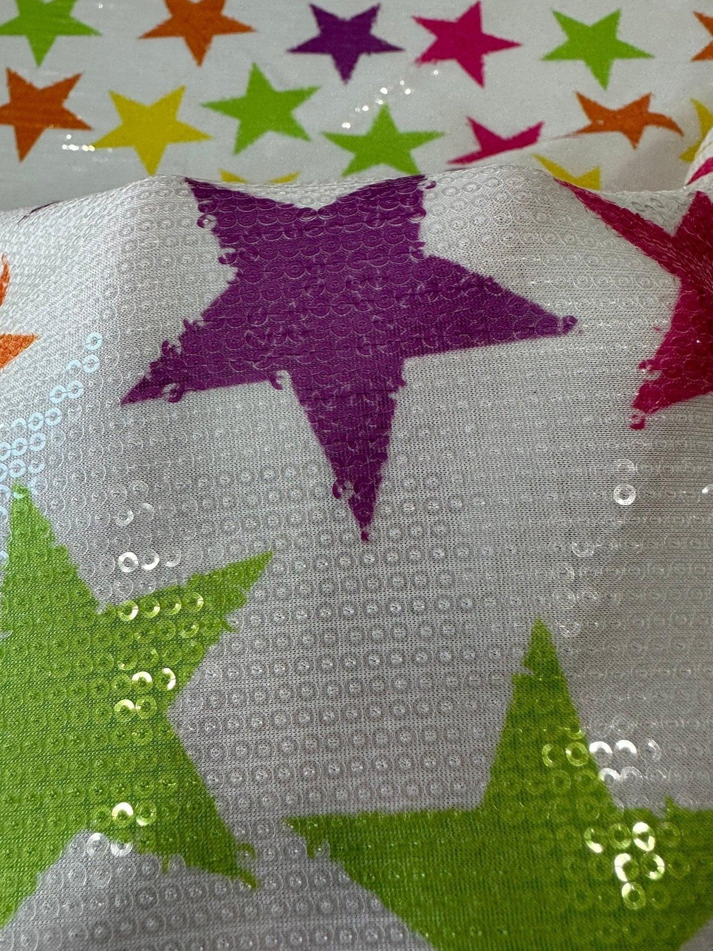 Colourful Star Sequin Fabric by the Metre