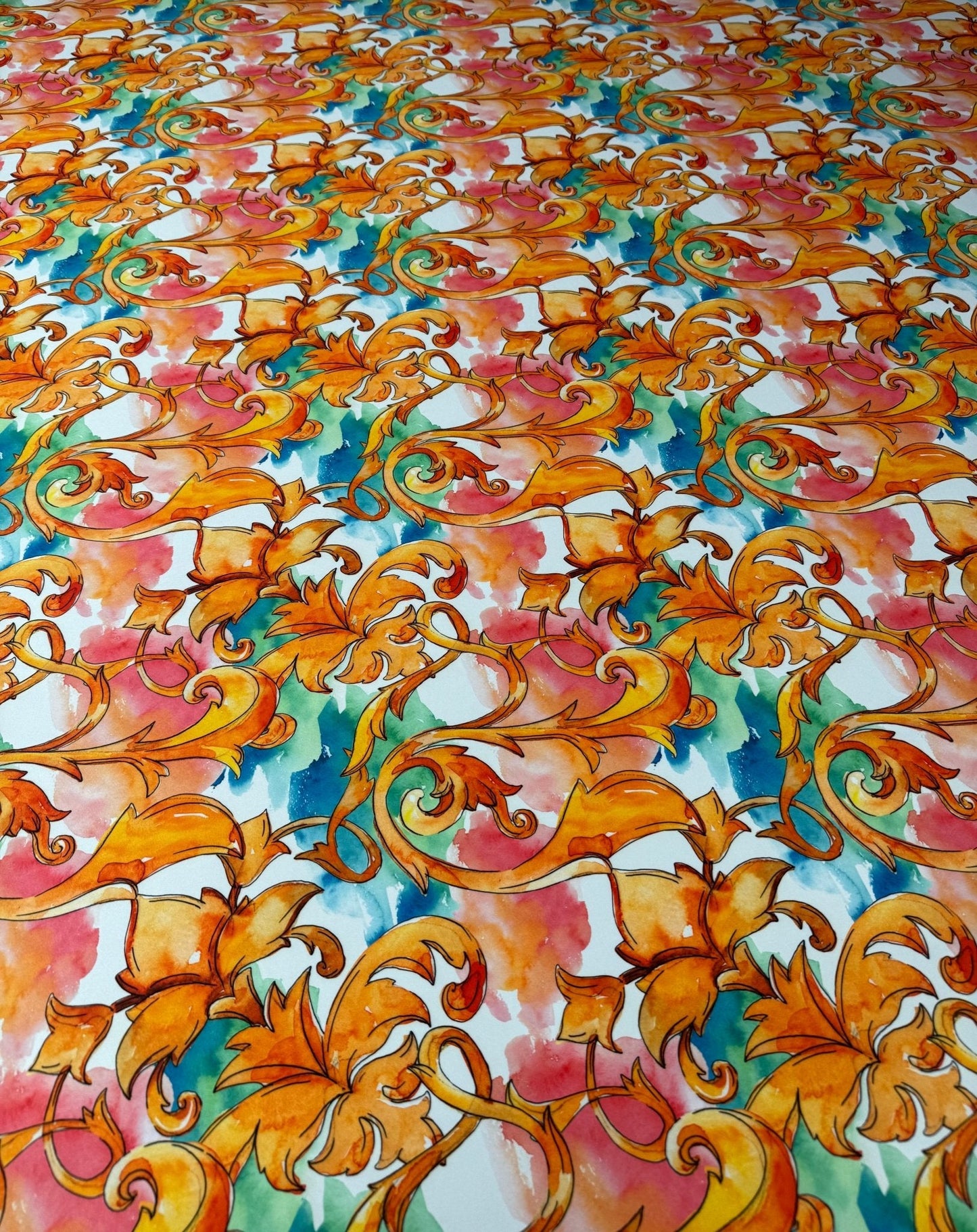 Colorful Baroque Floral Fabric by Metre