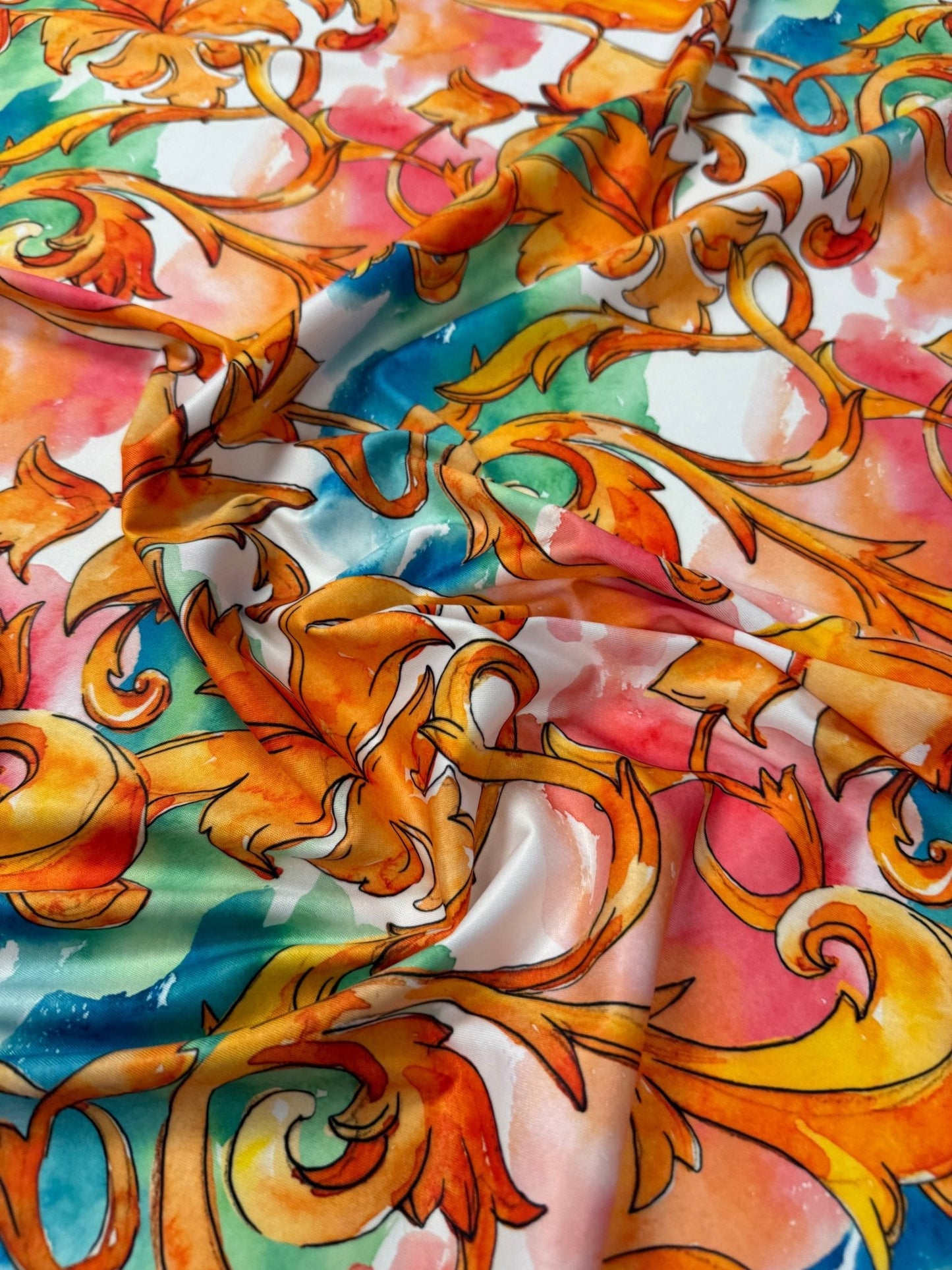 Colorful Baroque Floral Fabric by Metre