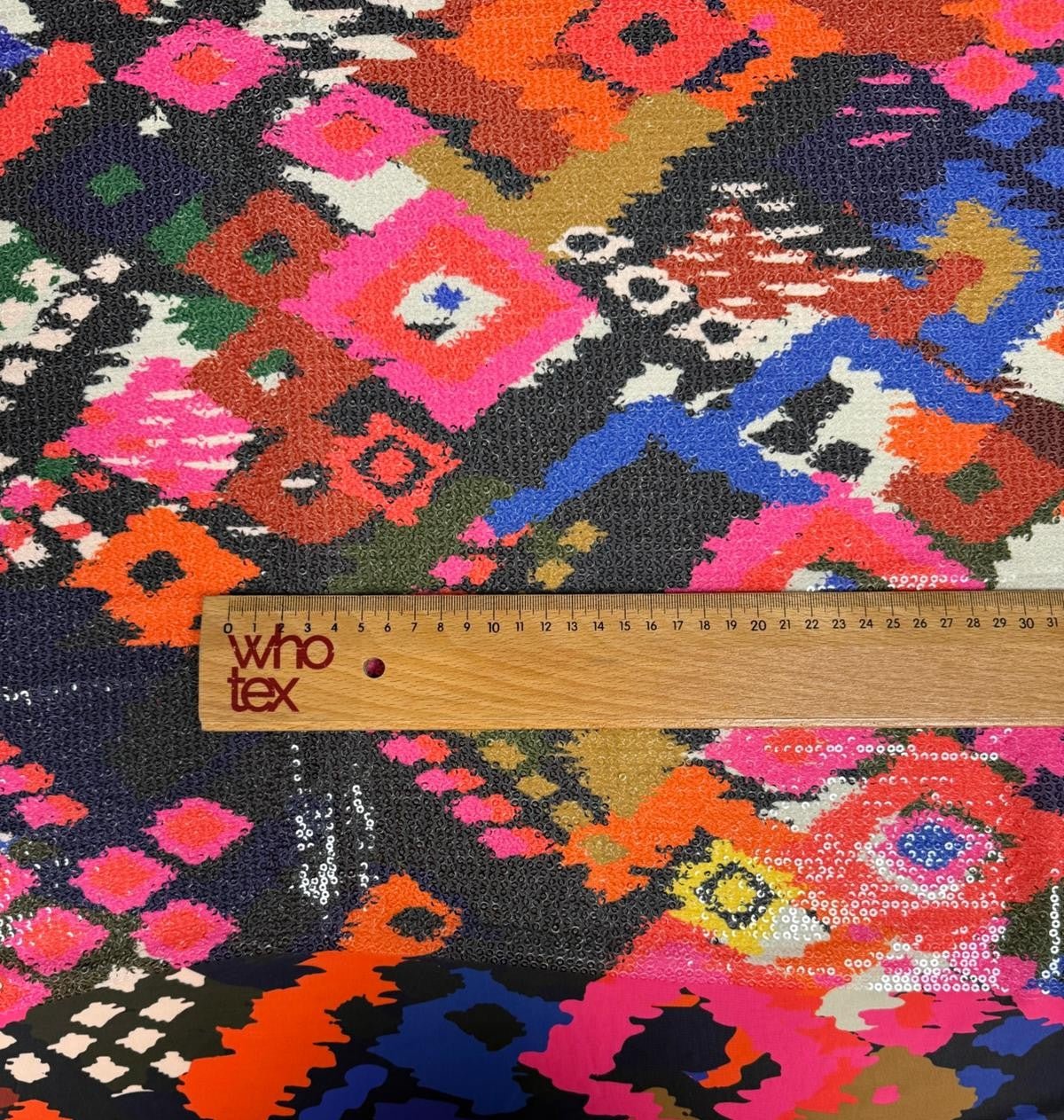 Colourful Tribal Sequin Fabric by the Metre