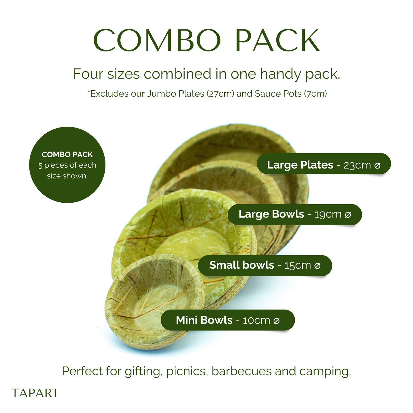 Disposable Leaf Combo Pack - 4 Sizes - Pack of 20 (5pcs of each)