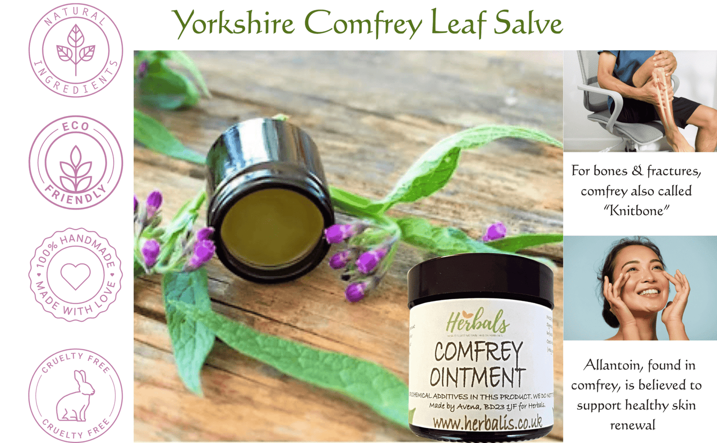 Comfrey Ointment UK – Natural Herbal Balm for Joints, Muscles & Bruises – Handmade in Yorkshire