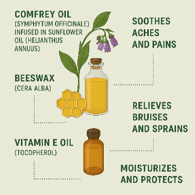 Natural Comfrey Leaf Balm & Oil | Handmade Knitbone Ointment for Joints, Muscles & Skin | UK Made