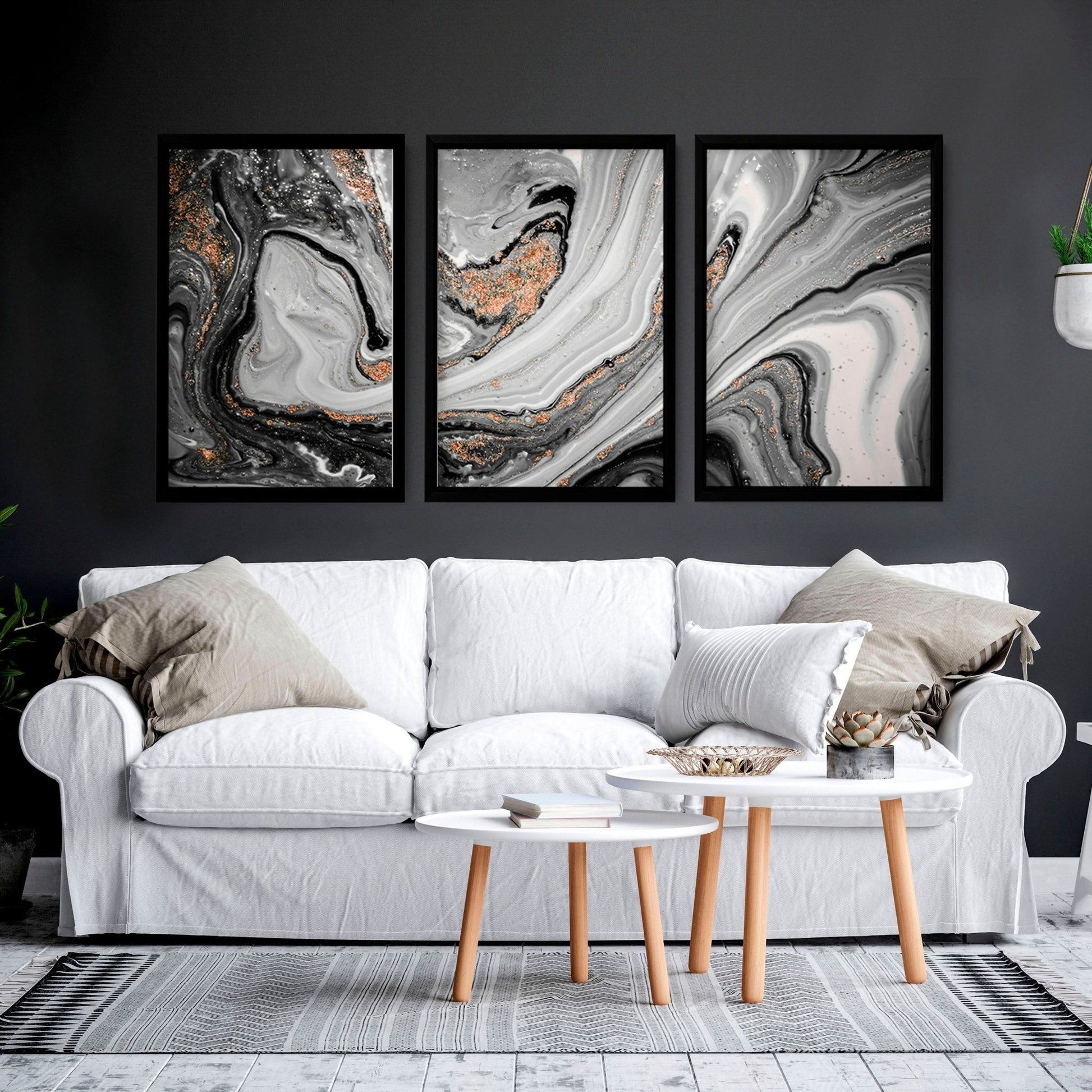 Contemporary art for living room | set of 3 wall art prints