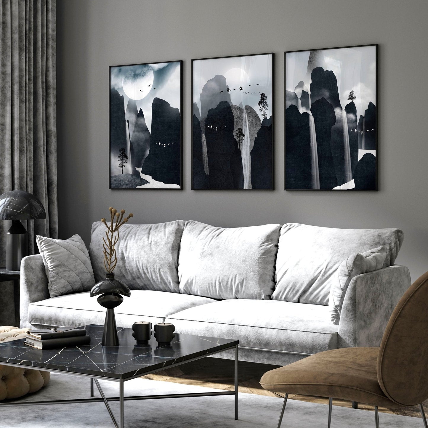 Art for living room wall | set of 3 Contemporary art prints